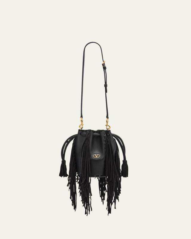 Nellcote Small Fringe Leather Bucket Bag